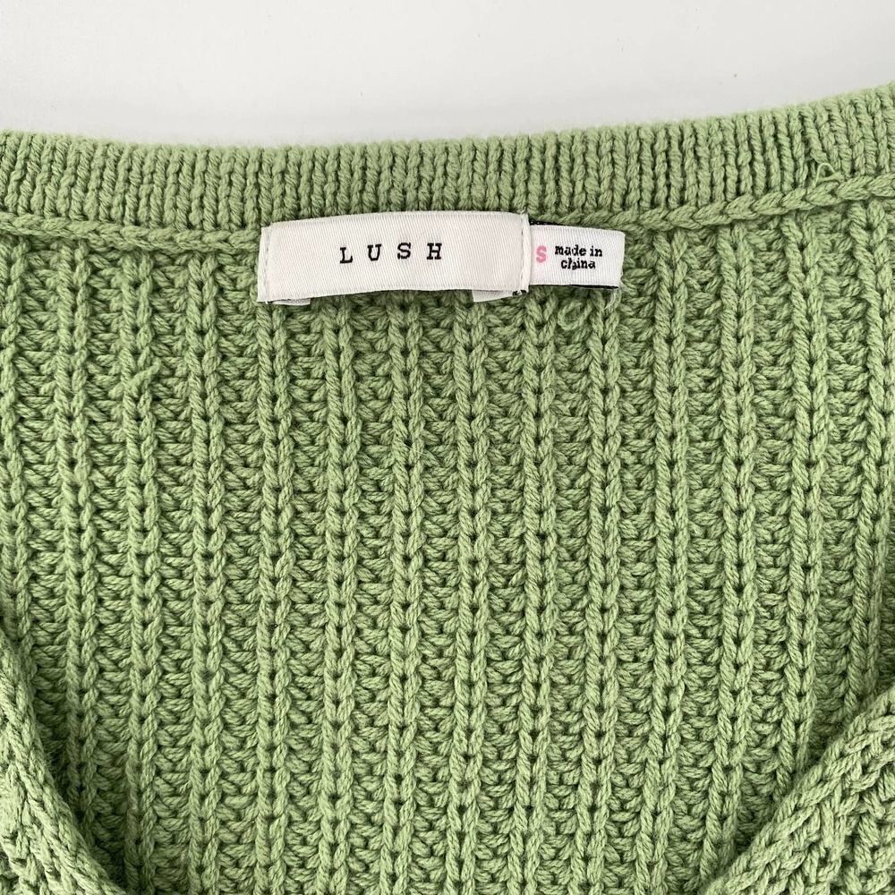 LUSH Open Stitch V-Neck Oversized Sweater In Pistachio Size Small - Picture 8 of 11